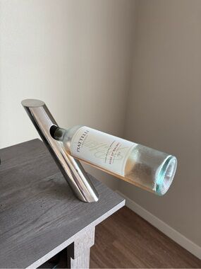 Silver Stainless Steel Wine Bottle Balancer - Polished Silver